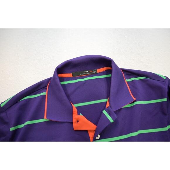 RLX Ralph Lauren Golf Polo Striped Dry Fitting Golf Shirt Mens Size Large - Picture 8 of 10